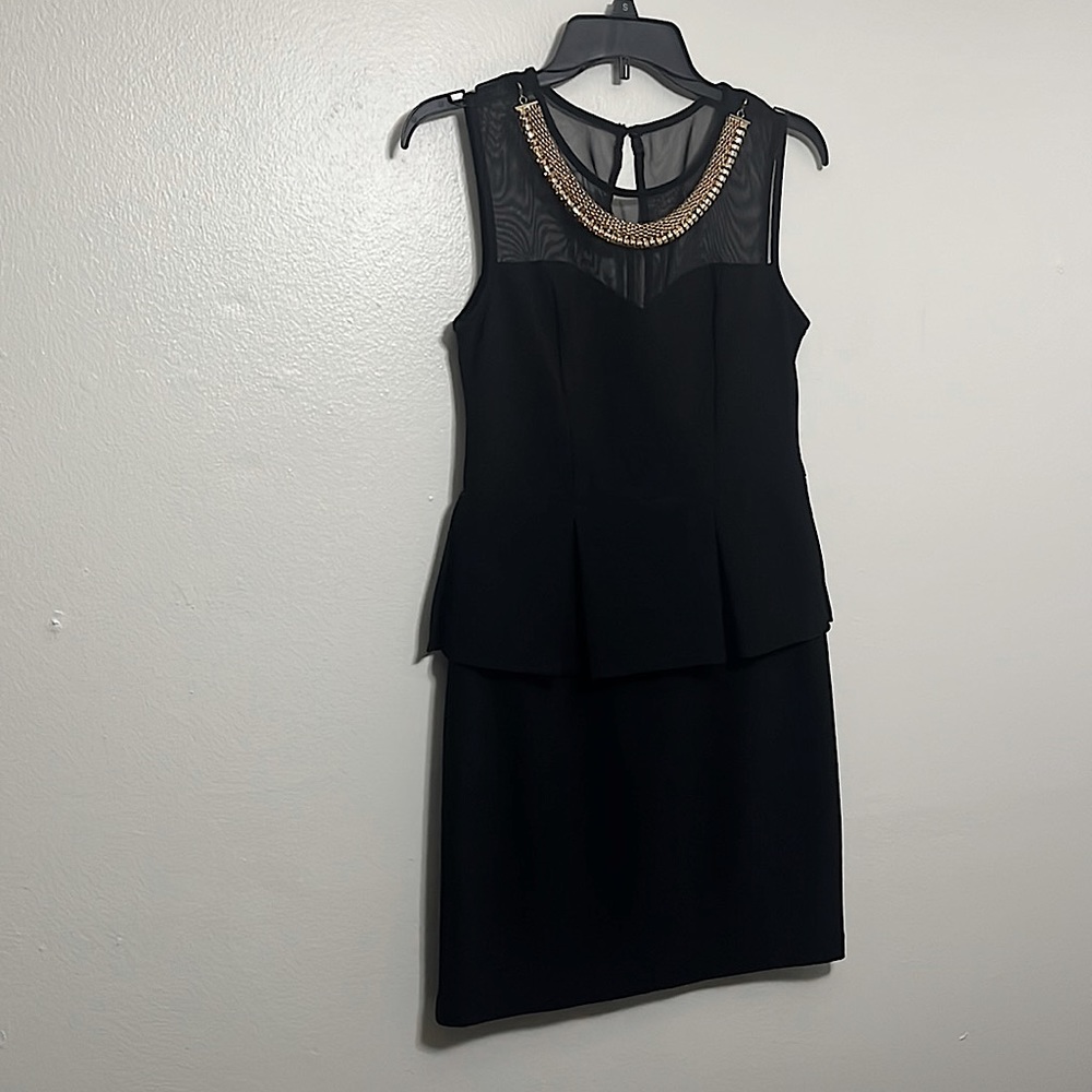 Black Pencil Dress with Gold Necklace